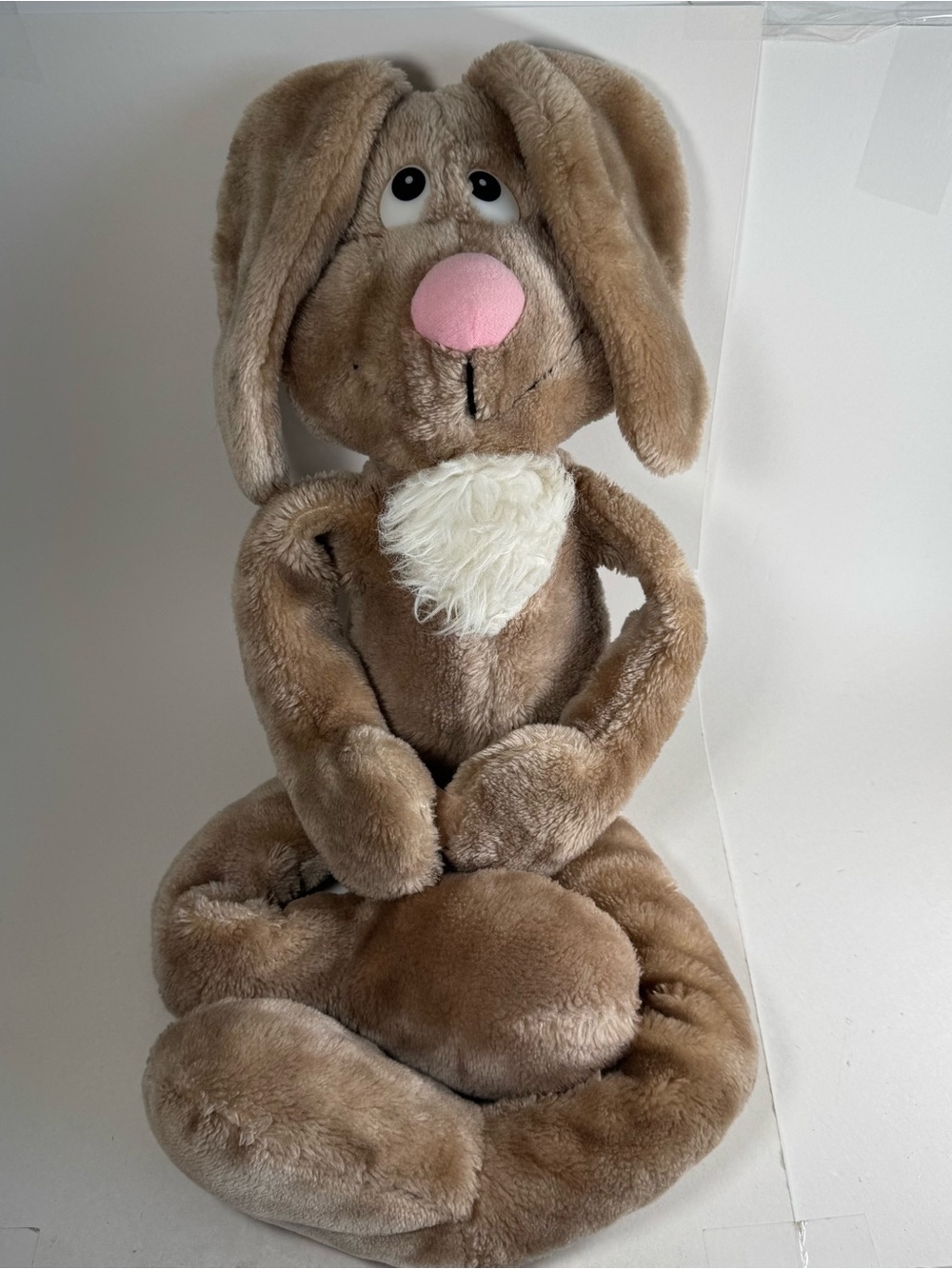 Wallace Berrie Vintage Plush 31" Bunny Rabbit Long Arms Legs Brown White 1982